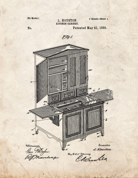 Kitchen Cabinet Patent Print