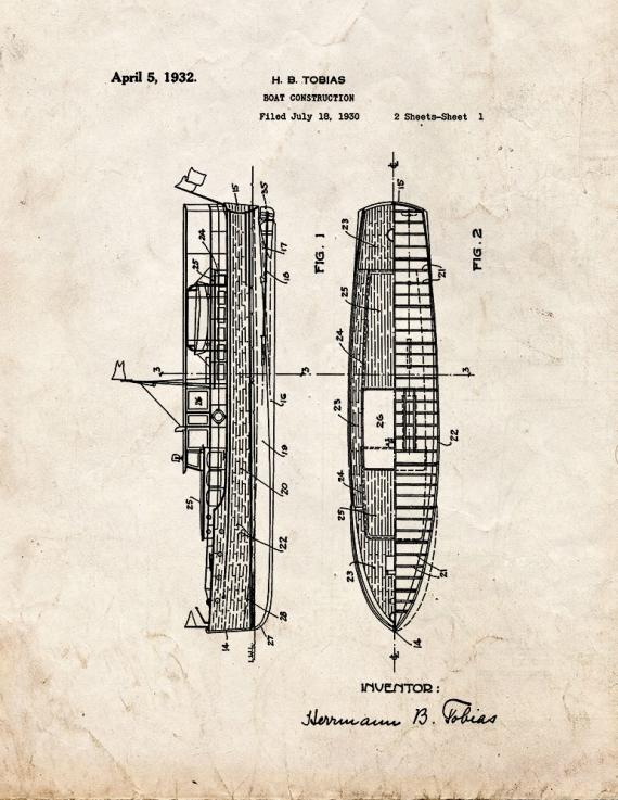 Boat Construction Patent Print