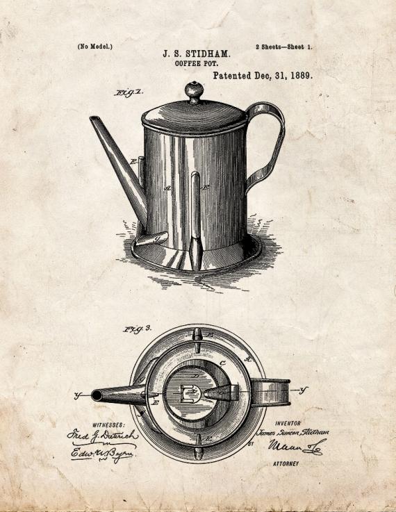Coffee Pot Patent Print