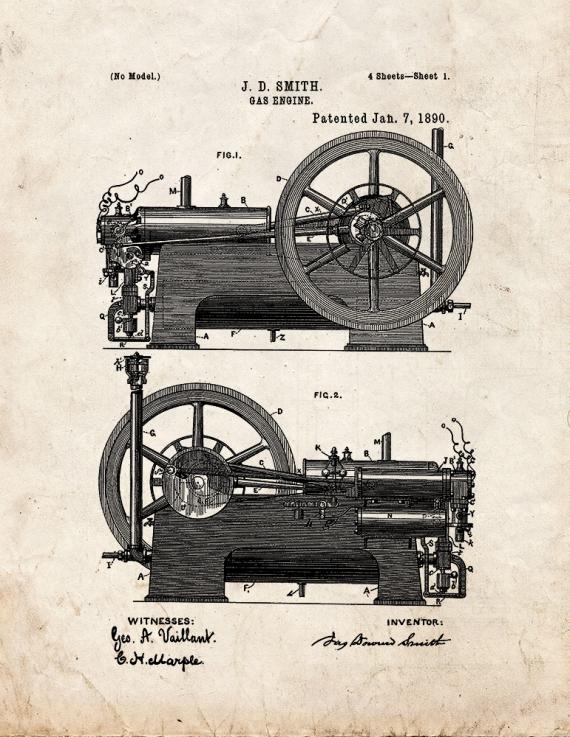 Gas Engine Patent Print