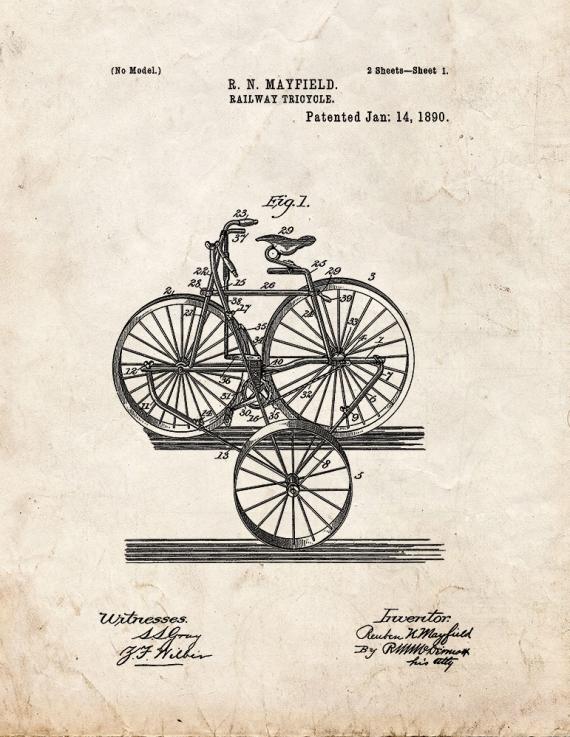 Railway Tricycle Patent Print