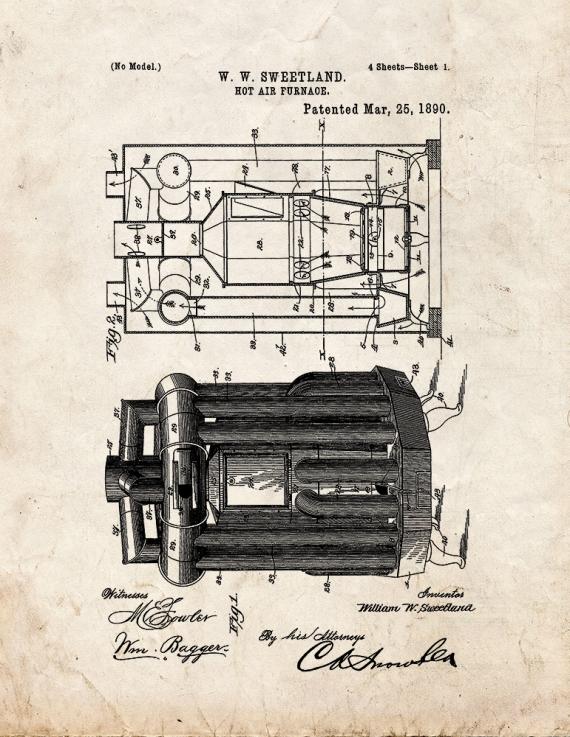 Hot Air Furnace Patent Print