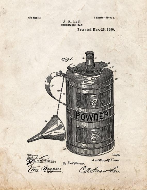 Gunpowder Can Patent Print
