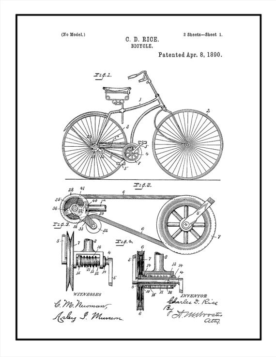 Bicycle Patent Print