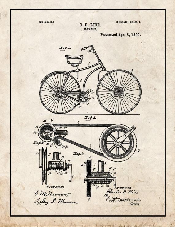 Bicycle Patent Print