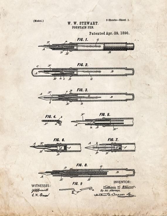 Fountain Pen Patent Print