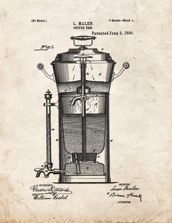 Coffee Urn Patent Print