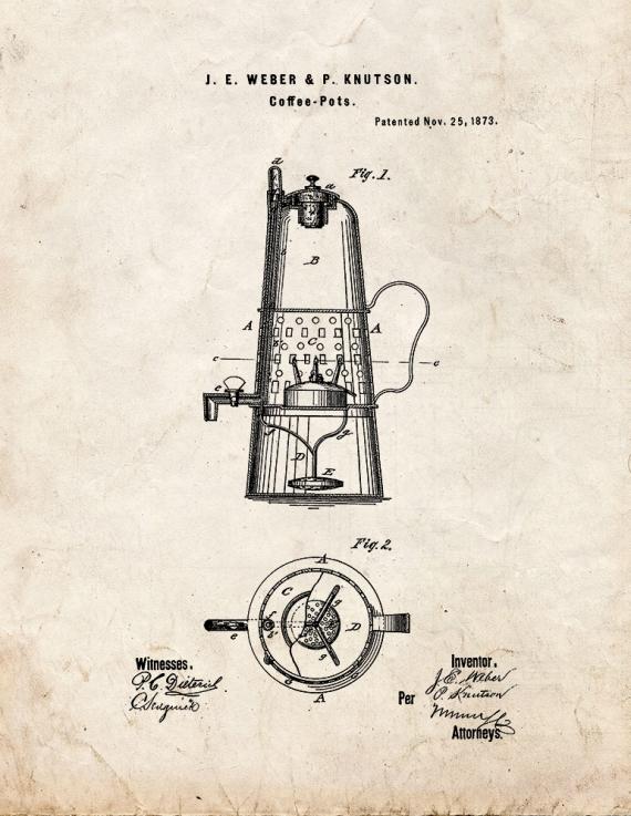 Coffee Pot Patent Print