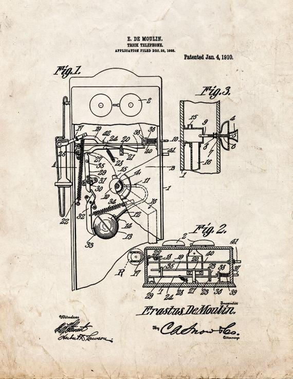 Trick-telephone Patent Print