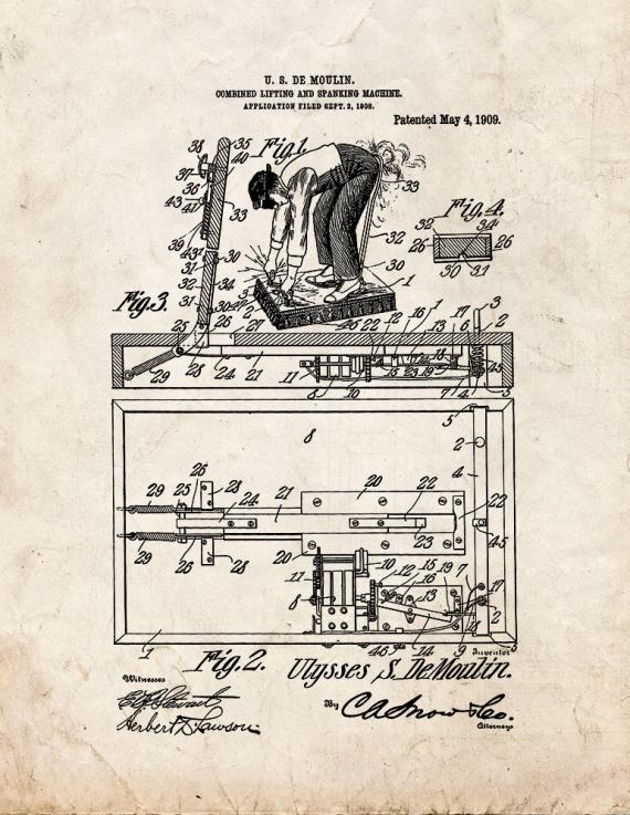 Combined Lifting And Spanking Machine Patent Print