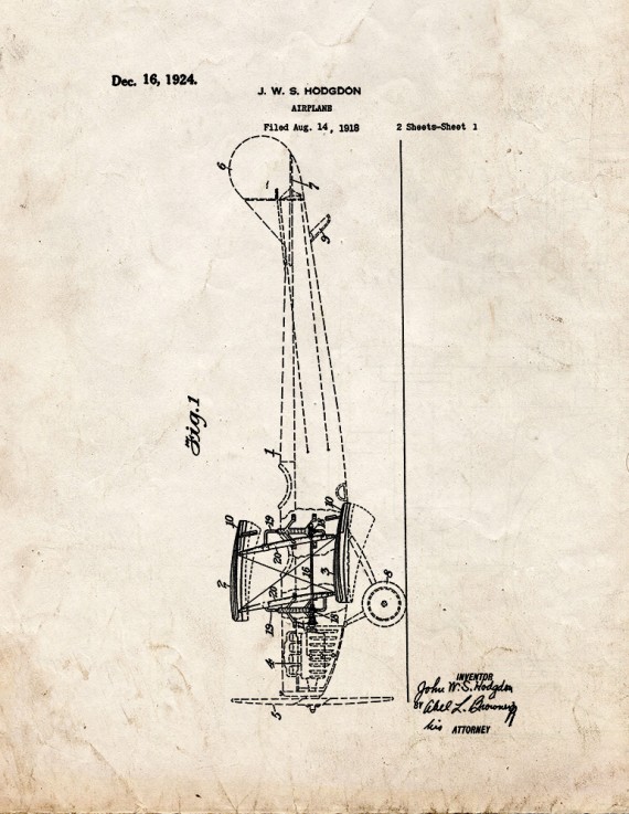 Airplane Patent Print