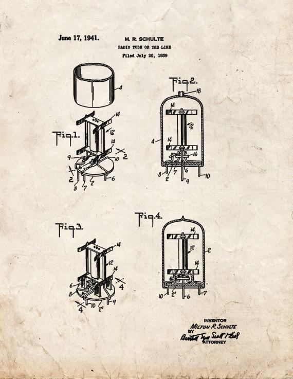 Radio Tube Patent Print