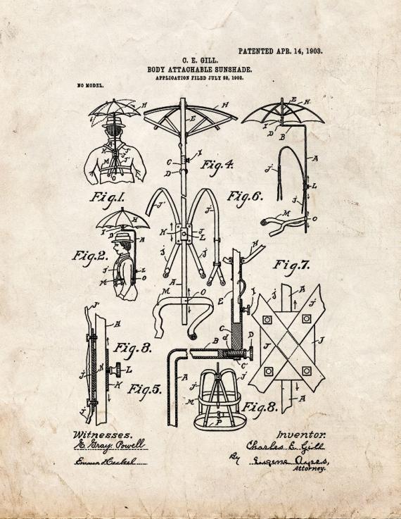 Body-attachment Sunshade Patent Print