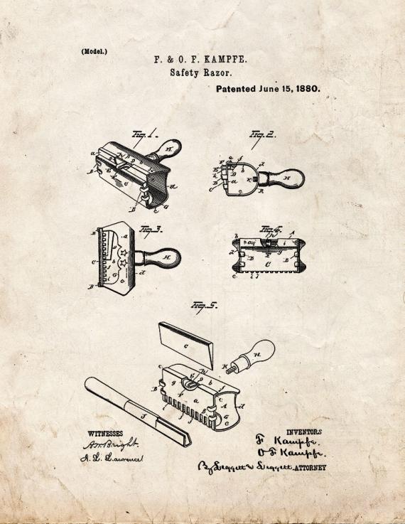 Safety Razor Patent Print