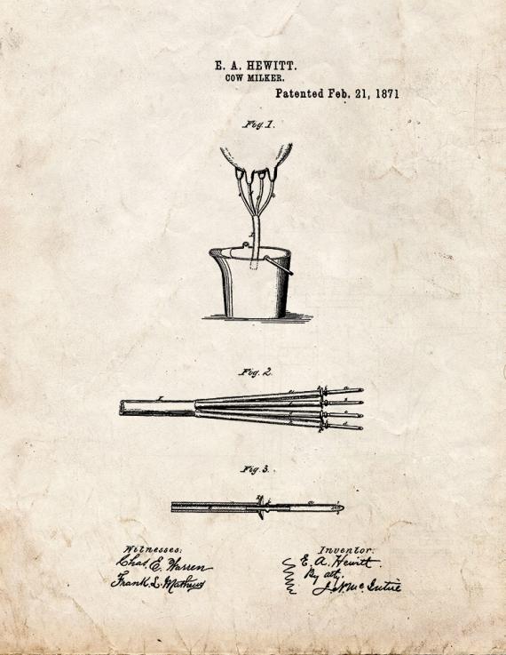 Cow Milker Patent Print