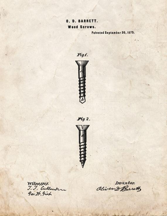 Wood Screws Patent Print