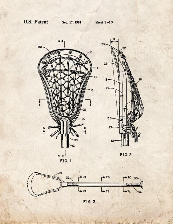 Lacrosse Stick Patent Print