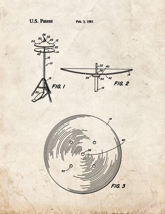 Hi Hat Cymbal Patent Print