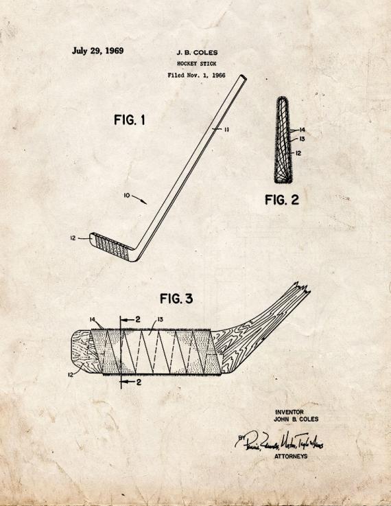 Hockey Stick Patent Print