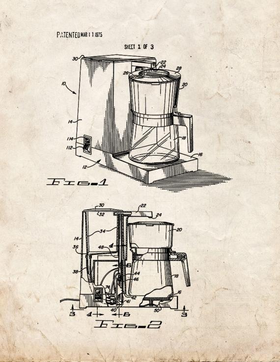 Coffee Maker Patent Print