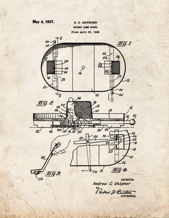 Hockey Game Board Patent Print