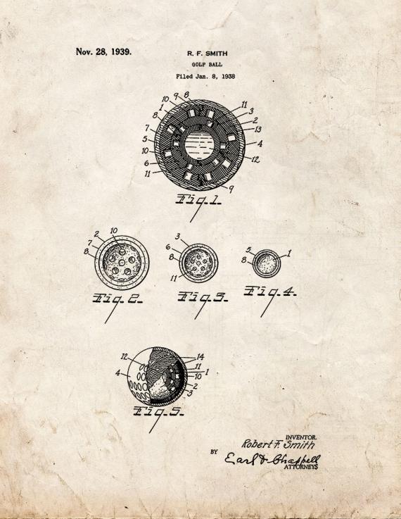 Golf Ball Patent Print