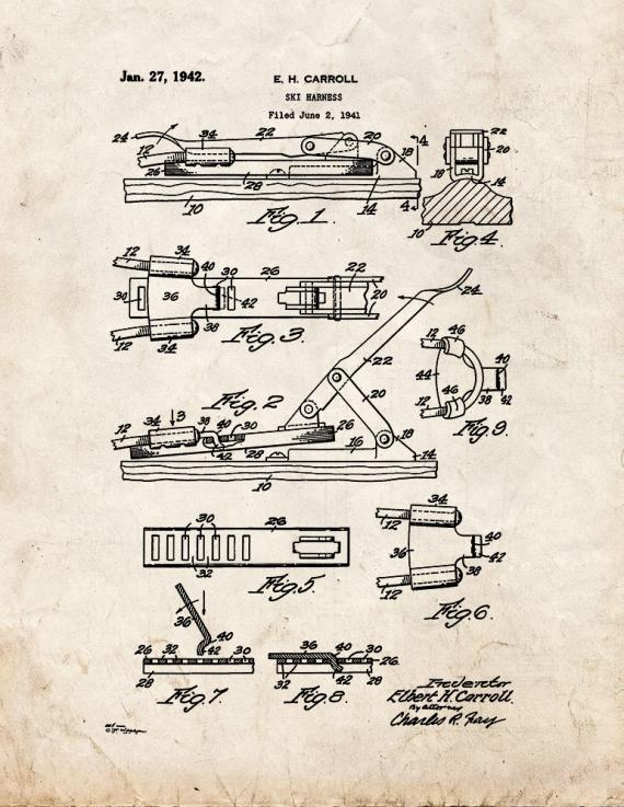 Ski Harness Patent Print