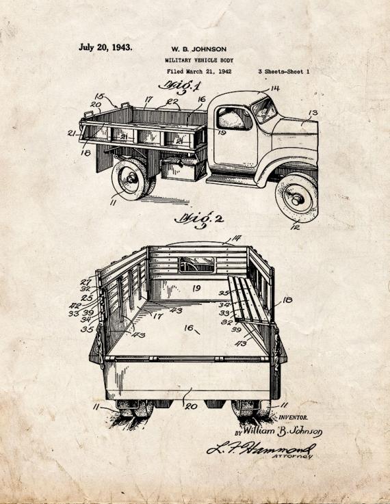 Military Vehicle Body Patent Print