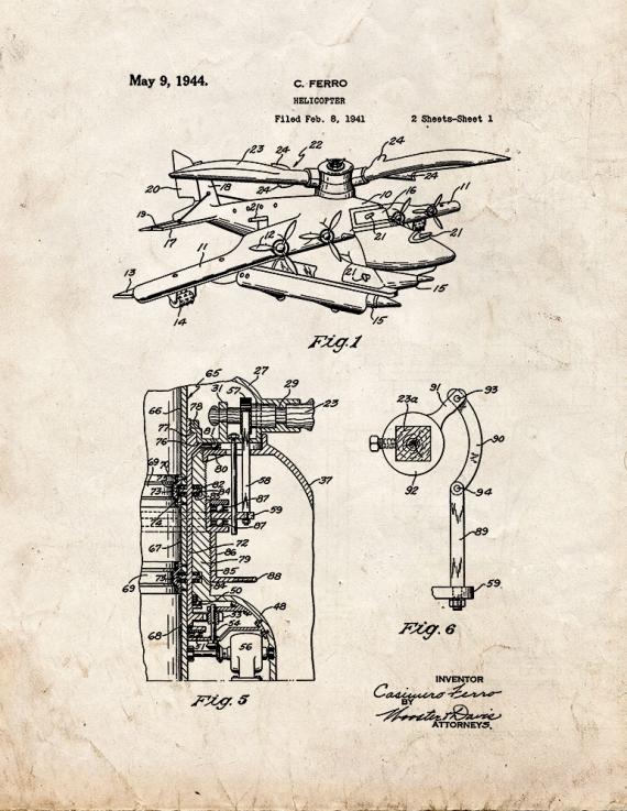 Helicopter Patent Print