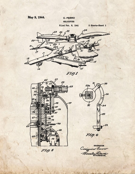 Helicopter Patent Print