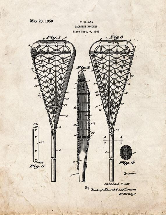 Lacrosse Racquet Patent Print