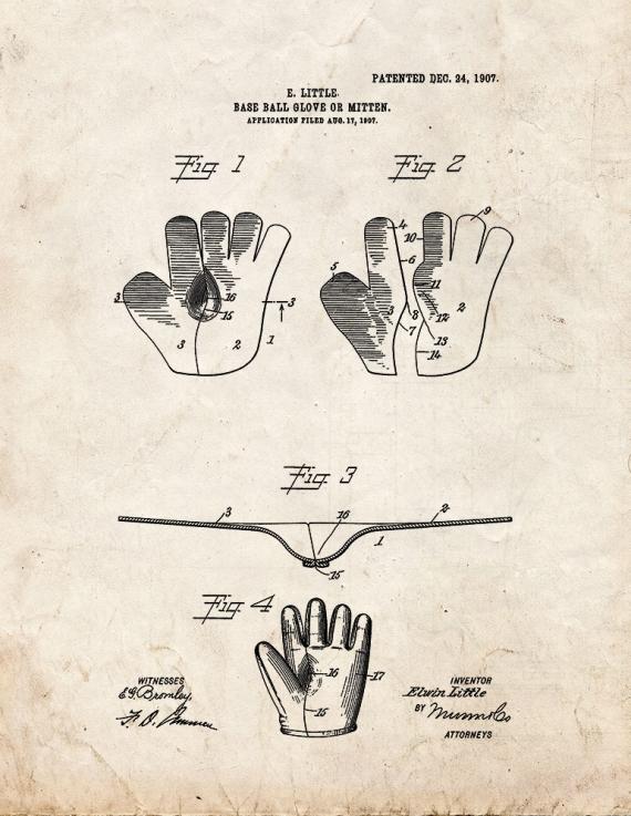 Baseball Glove Patent Print