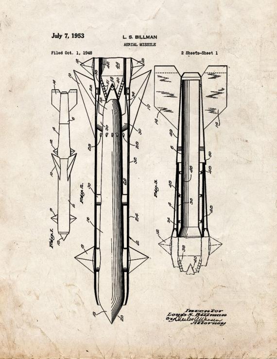 Aerial Missile Patent Print