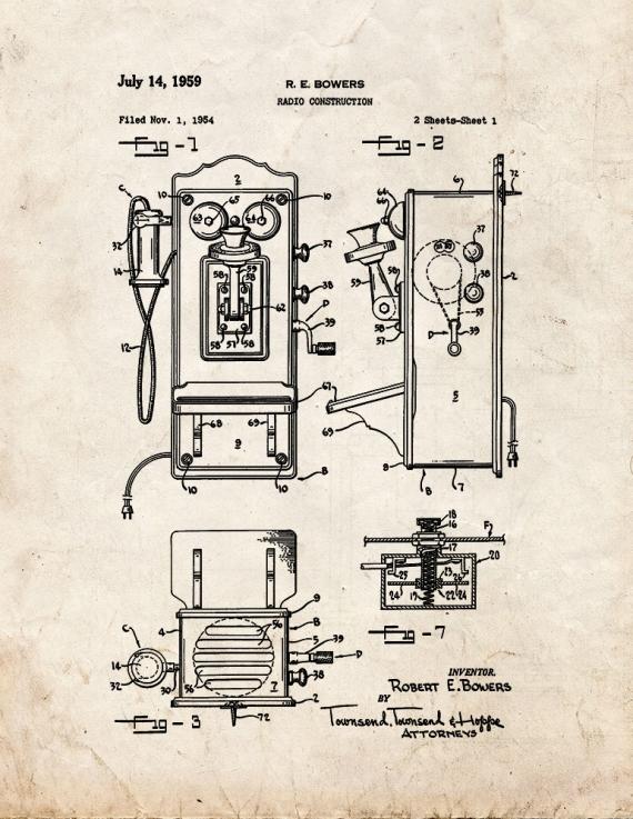 Telephone - Radio Construction Patent Print