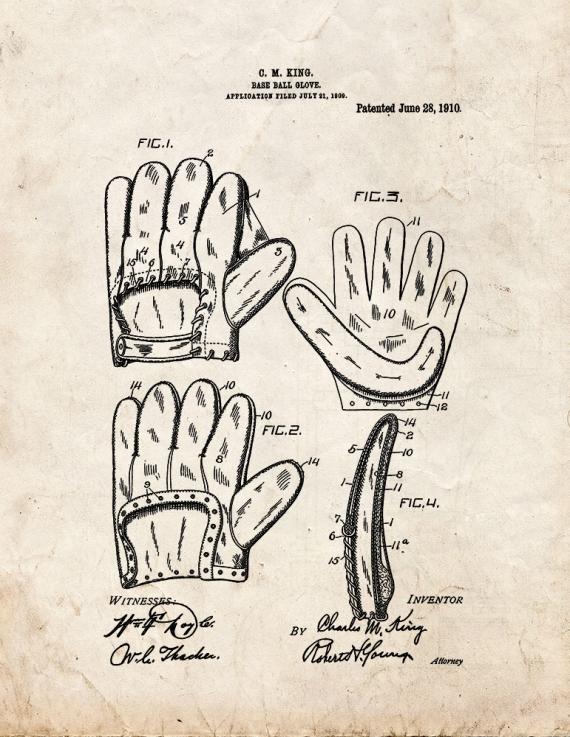 Baseball Glove Patent Print