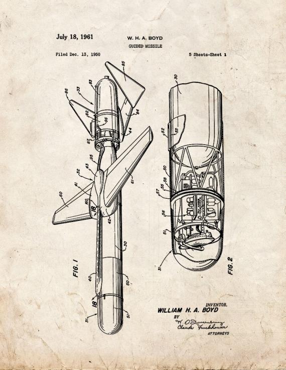 Guided Missile Patent Print