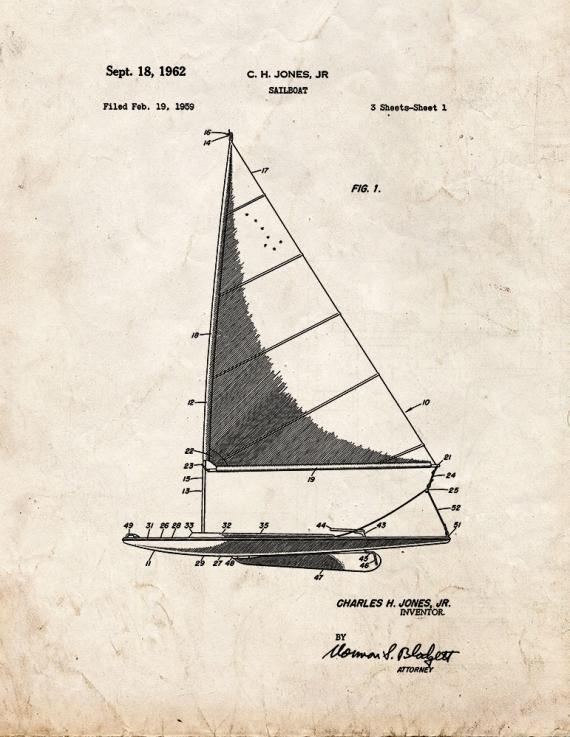 Sailboat Patent Print