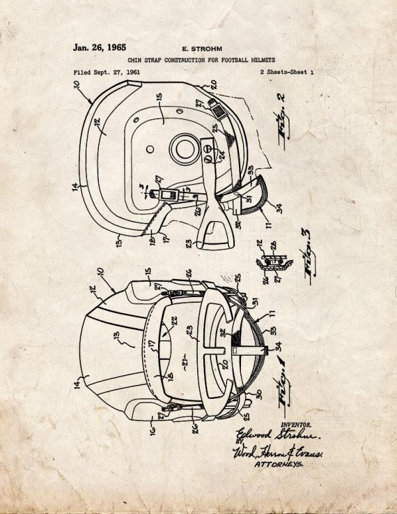 Chin Strap For Football Helmets Patent Print