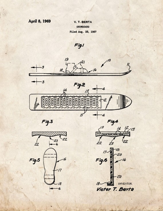 Snowboard Patent Print