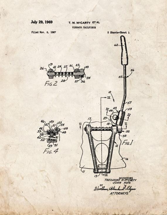 Vibrato Tailpiece Patent Print