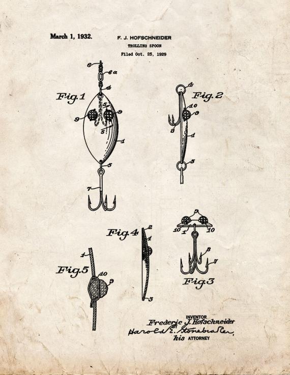 Trolling Spoon Patent Print