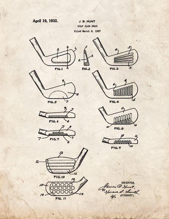 Golf Club Head Patent Print