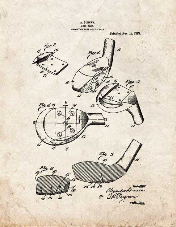 Golf Club Patent Print