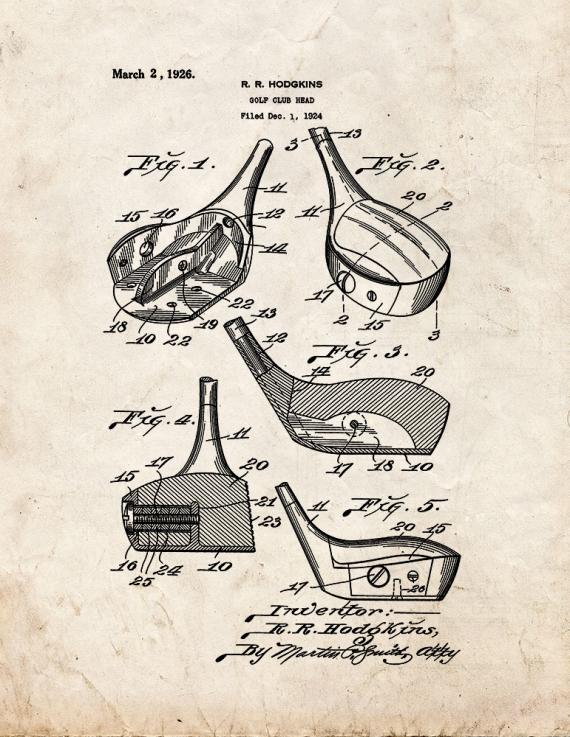 Golf Club Head Patent Print