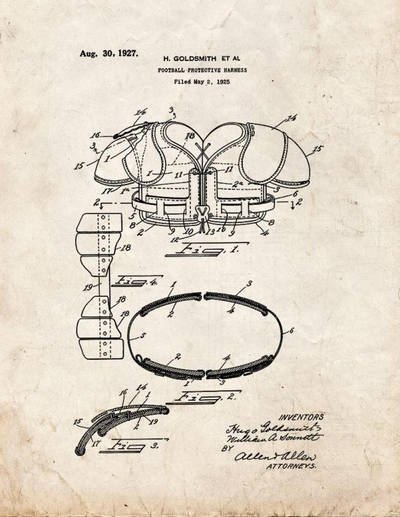 Football Protective Harness Patent Print