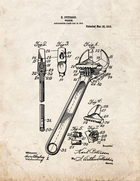 Wrench Patent Print