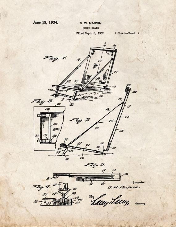 Beach Chair Patent Print