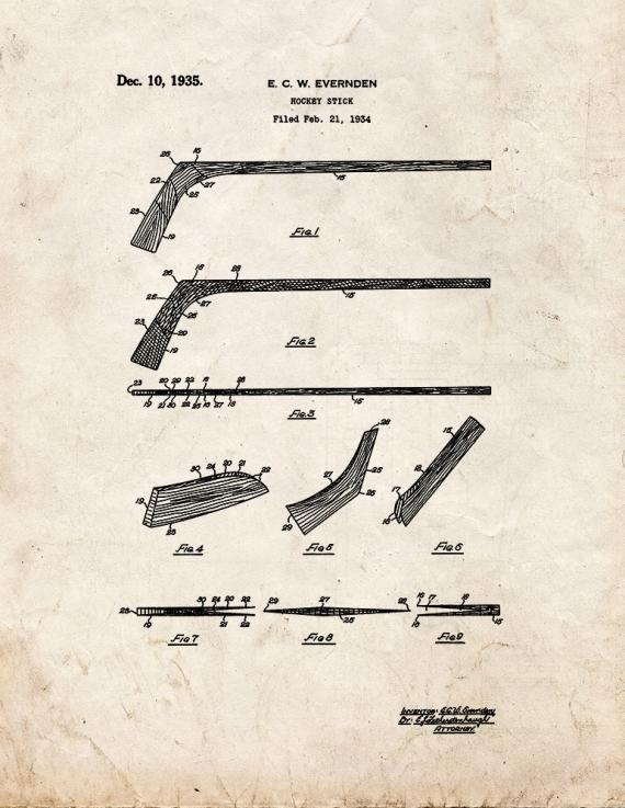 Hockey Stick Patent Print