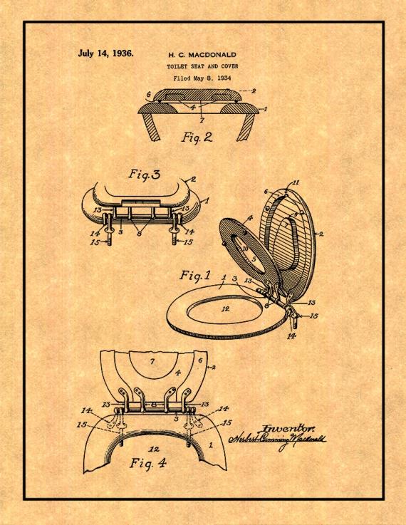 Toilet Seat And Cover Patent Print