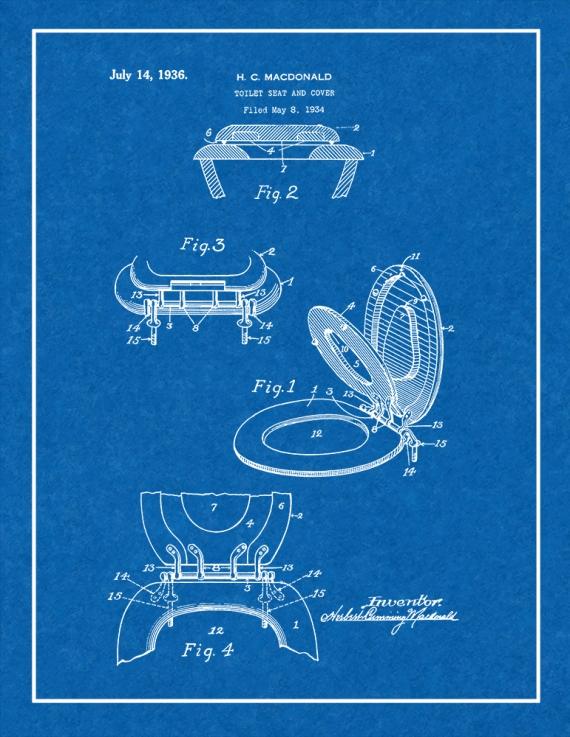 Toilet Seat And Cover Patent Print